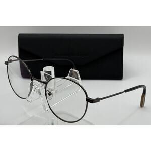 Ermenegildo Zegna Round Eyeglasses Black Metal Frame Clear Lens